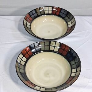 Set Of 2 Pfaltzgraff Calico Southwestern Motif 8" Large Serving/Cereal Bowls